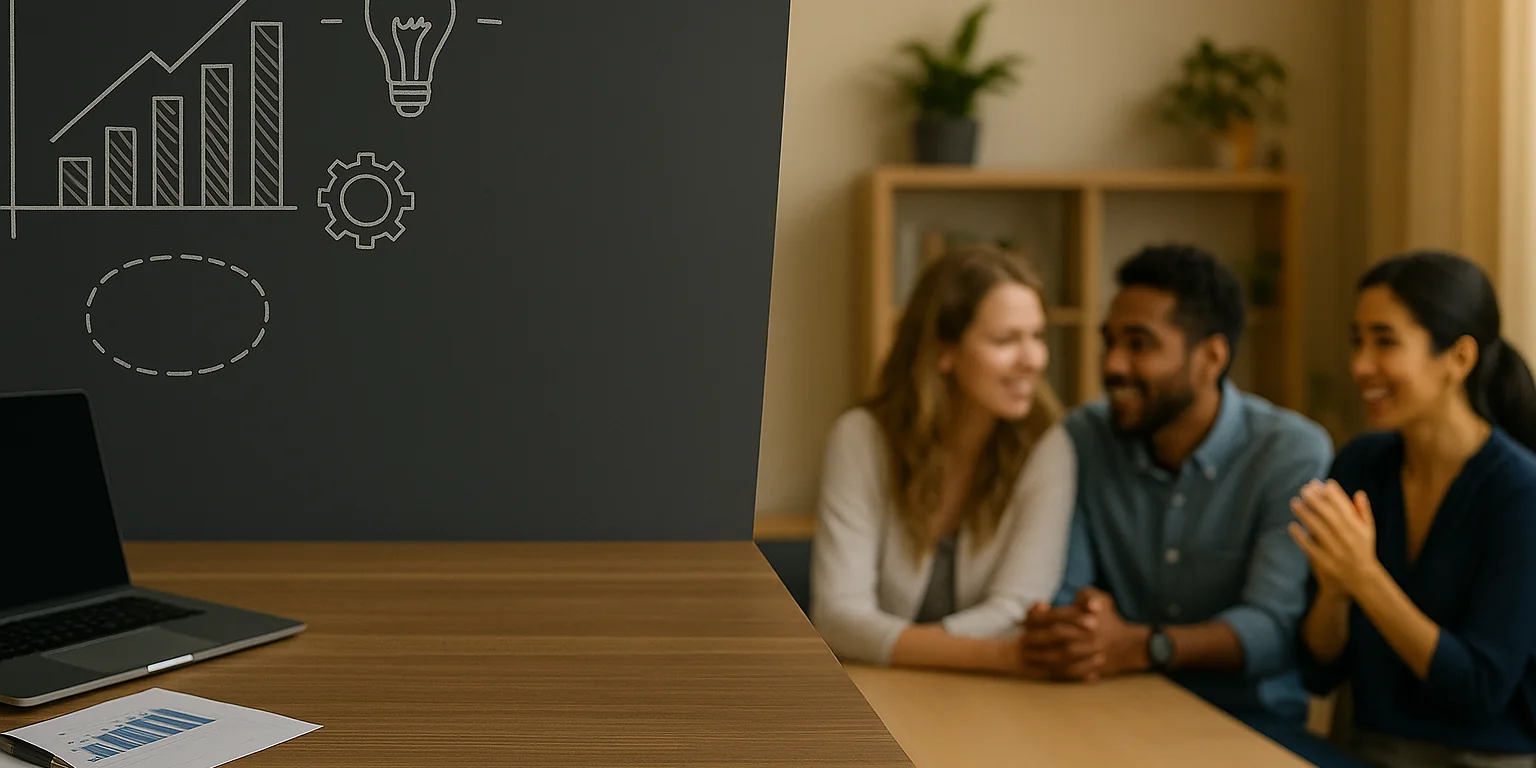 Professional team reviewing an AI-enabled workflow